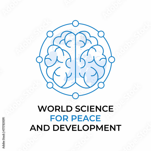 World Science Day for Peace and Development, observed on November 10, highlights the role of science in society, promotes peace, sustainable development. Banner poster, social media, background. Eps.