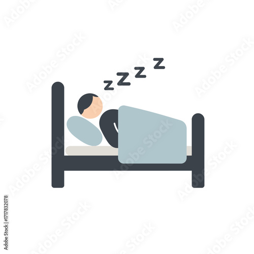 Flat Design Icon of a Person Sleeping Peacefully.
