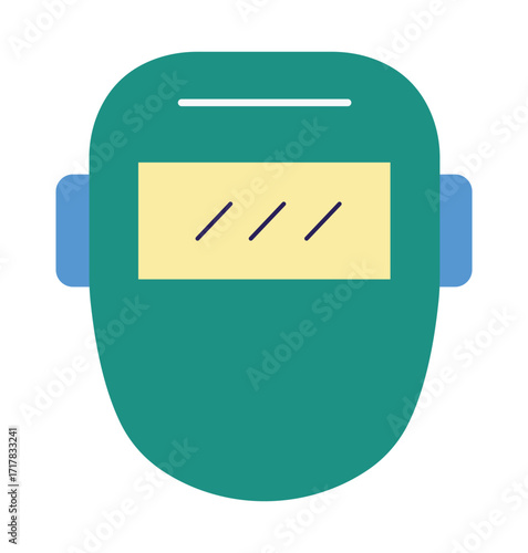 Welding mask icon for industrial safety. Modern flat design illustration for construction, metalwork, and manufacturing concepts.