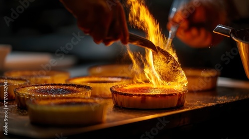 Pastry chef torching 