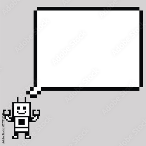 Cute pixel art cartoon robot or AI learn or learning skill with for education calculate bot robot vector character technology background 8 bit.