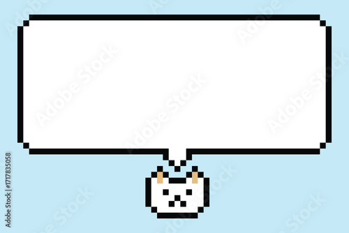 Cute pixel cartoon 8bit character cat kitty decoration cat 8 bit cat kitten game character blank chat bubble board png vector.