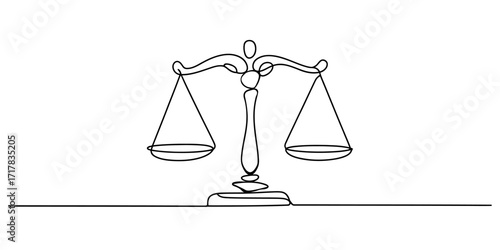 Lady justice scales balance symbol justice concept line art symbolizing law and equality vector