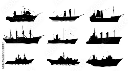 Set sail with these vintage ship silhouettes! Ideal for nautical themes, historical projects, or adding an adventurous touch to your designs on the high seas