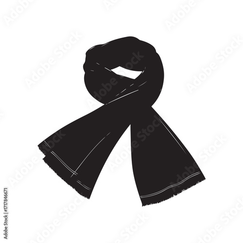 Black Colour scarf Vector Illustration, Solid White Background (11).eps