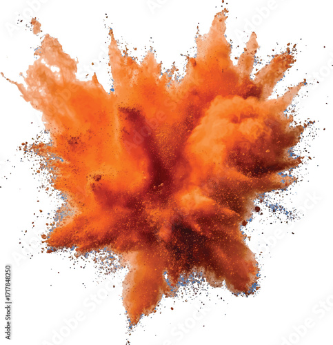 Orange Powder Explosion on White Background dust pigment