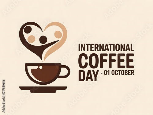 Elegant Brown Toned Coffee Cup Illustration for Coffee Day Promotion