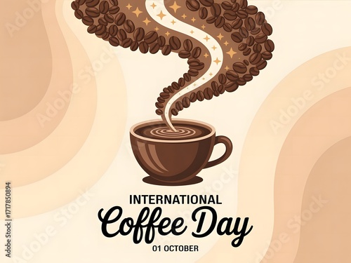 Artistic Watercolor Coffee Cup Poster for International Coffee Day
