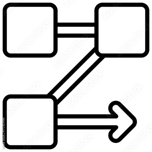 Workflow Path Outline Icon Design Vector - Diagram with connected blocks and arrows, symbolizing workflow, structure, and process management