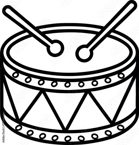Drum Instrument Icon Flat Graphic Design