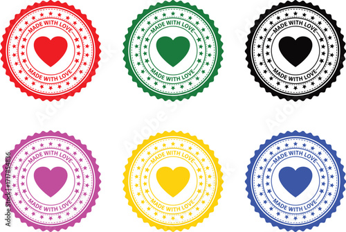 Made with love badge vector illustration design asset aditable