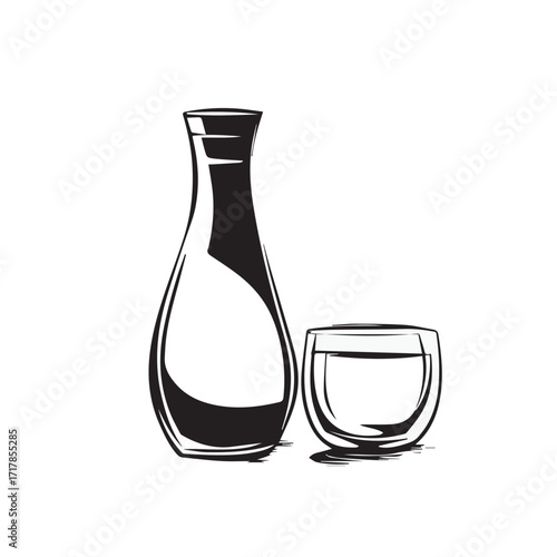 sake bottles and glasses