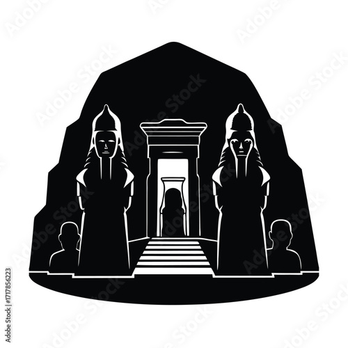 Abu Simbel Ancient Temple Silhouette in Egypt