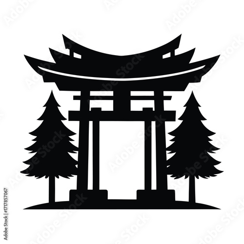 Kyoto Temple Gate Traditional Japan Silhouette
