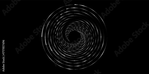 et of black thick halftone dotted speed lines. Speed lines in circle form. Geometric art. Design element for frame, logo, tattoo, web pages, prints, posters, template, abstract vector background.