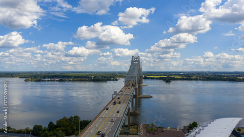 Konstfotografi the Commodore Barry Bridge over the Delaware River at Subaru Park in Chester Pen