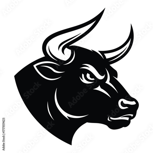 Powerful taurus bull head emblem symbol of strength and determination for your designs silhouette