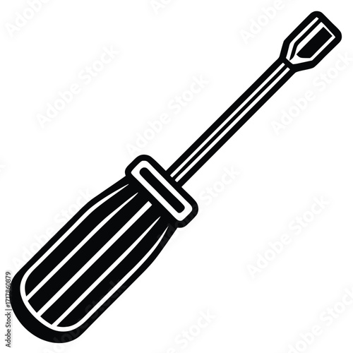 Black and white illustration of a screwdriver tool