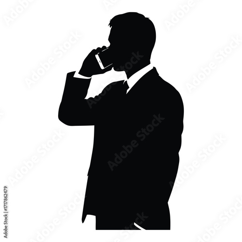 Silhouette of businessman on phone professional communication business call mobile device representation silhouette