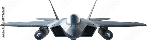 Front View of a Modern Stealth Fighter Jet Airplane aircraft military