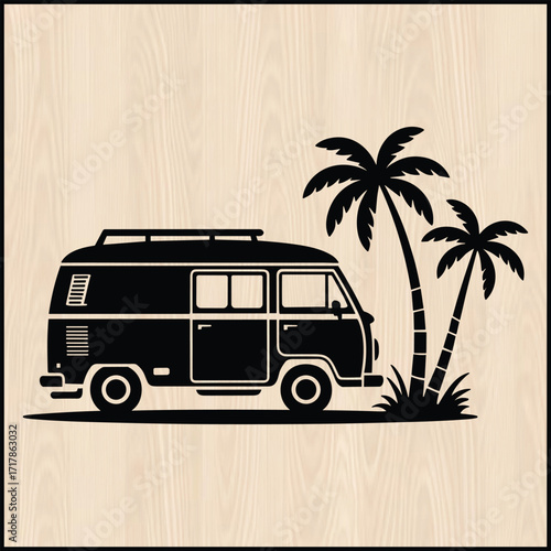 a vintage camper van silhouette
