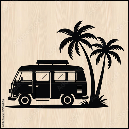 a vintage camper van silhouette