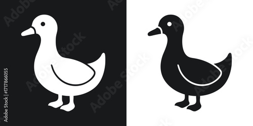 Minimalist duck illustration presented in two color variations perfect for educational or branding designs