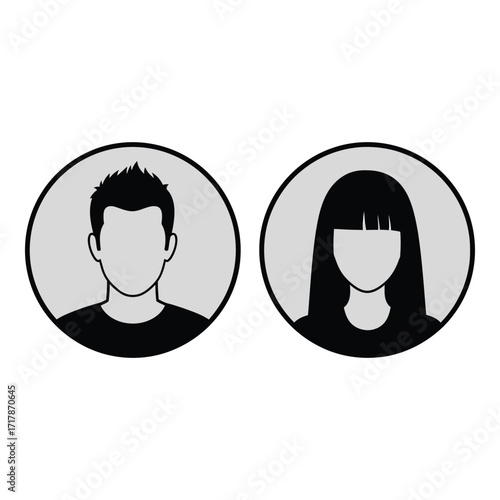 Generic user profile icons man and woman representing people and identity silhouette