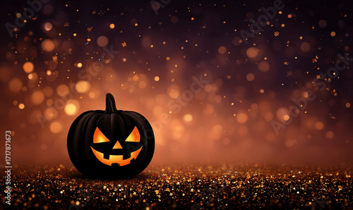 Happy halloween with pumpkin on bokeh background with copy space