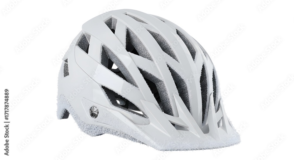 Fototapeta premium White Bicycle Helmet with Ventilation Openings and Foam Padding for Safety and Comfort