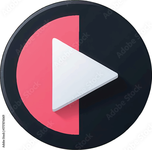 Modern Play Button Icon with Pink and Dark Gray Circle symbol media