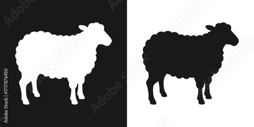 Black and white sheep silhouette design suitable for logos and various creative applications