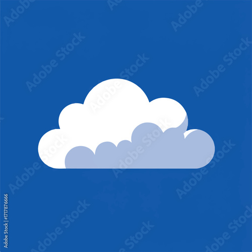 A white and light blue cloud against a solid blue background