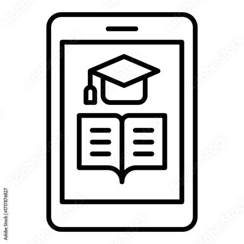 E-learning app icon. Vector line icon
