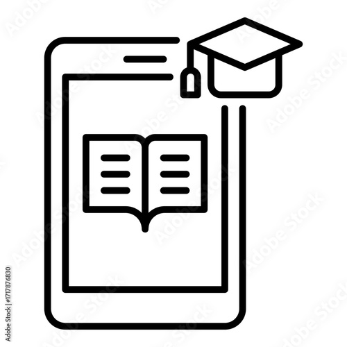 E-learning app icon. Vector line icon