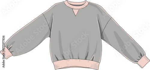 Comfortable grey sweatshirt, long sleeve pullover, casual unisex fashion top, cozy crewneck sweater, soft fabric clothing design, stylish relaxed fit wear