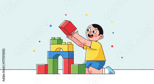 Joyful Childbuilding Colorful Blocks, Creative Playtime and Recreational Activities Imagery