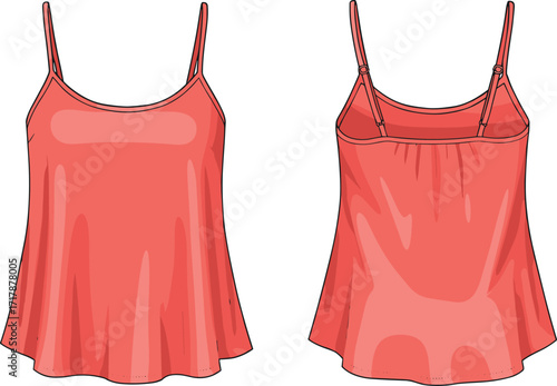 Stylish coral camisole top, sleeveless summer fashion blouse, women’s casual tank top, adjustable spaghetti straps shirt, lightweight trendy clothing design