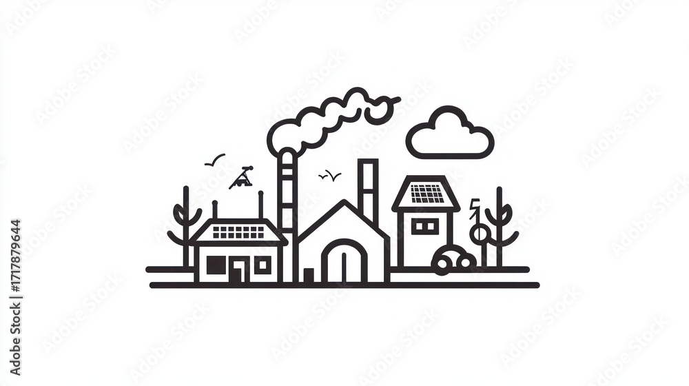 Obraz premium Simple line art cityscape