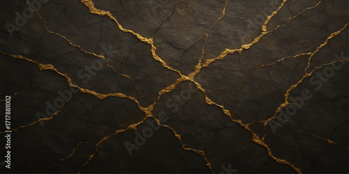Abstract yellow and gray asphalt with dry, cracked patterns on a textured surface