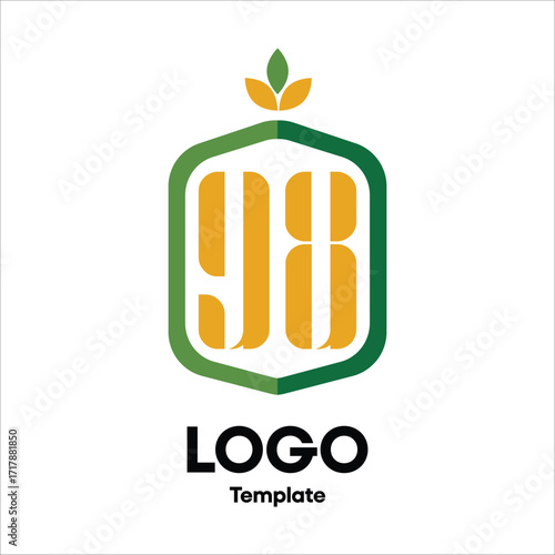 Letter BB logo with leaf element with transparent background