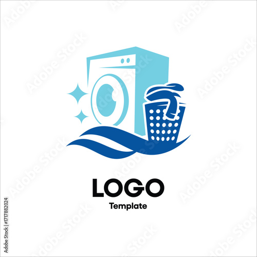Laundry appliance icon with washing basket and water splash