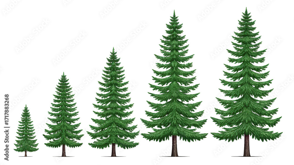Obraz premium Group of fir trees isolated on transparent background