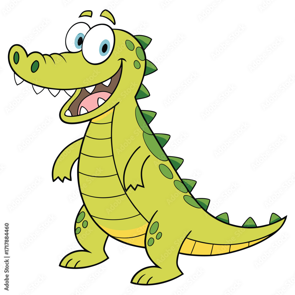 Fototapeta premium Cute cartoon crocodile character Isolated vector illustration on white background.