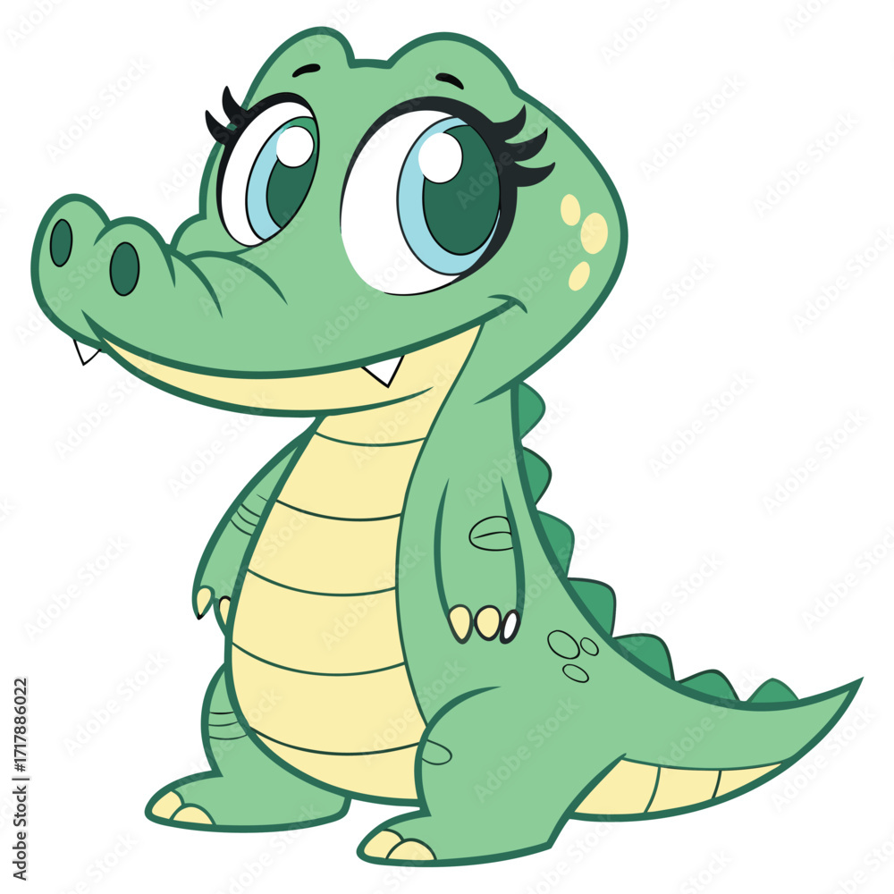 Naklejka premium cartoon baby crocodile vector 