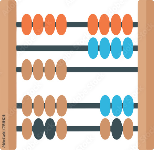 Digital Abacus Illustration with Colorful Counting Beads