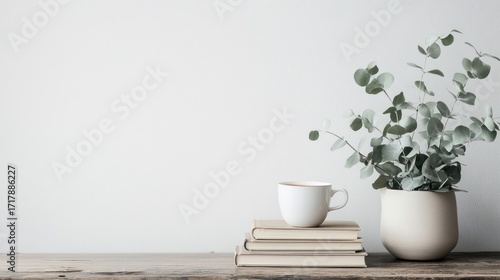 Simple arrangement books and plant