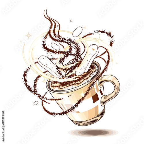 Fantasy Tiramisu Latte with Magical Dessert Glow