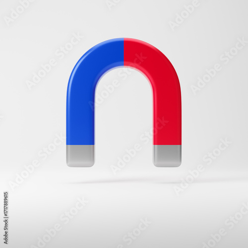 Metal magnet isolated over white background. 3d rendering.
