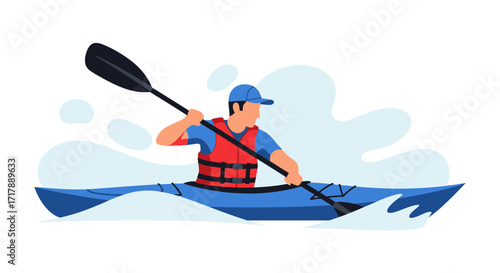 Kayaking On Serene Waters: An Illustrated Depiction Of Aquatic Adventure And Recreational Fun